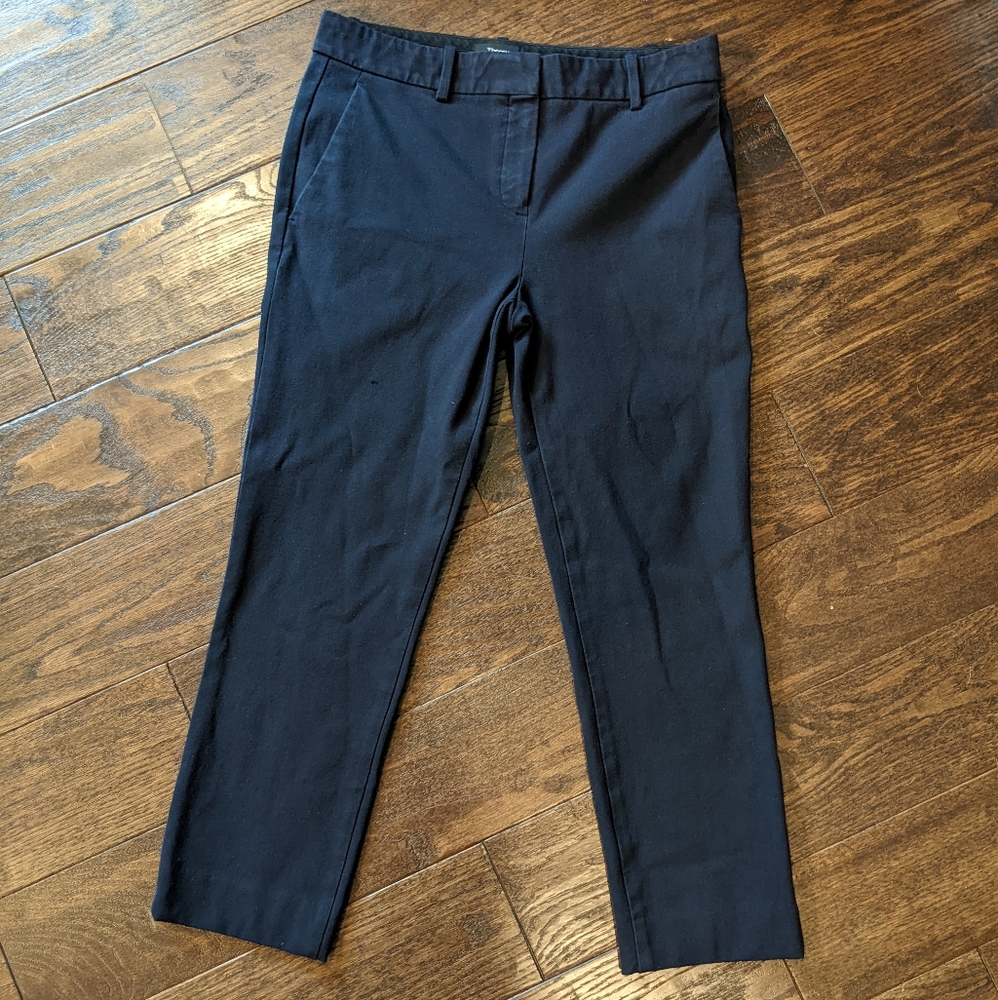 Theory Cropped Professional Pant in Navy Blue